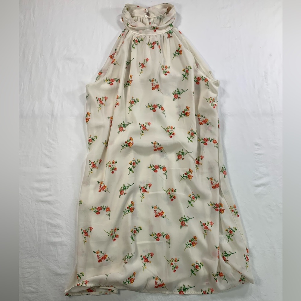 Floral Haulter‎ Top Dress All Over Pattern Cream Off White Women's Size M - Picture 13 of 13